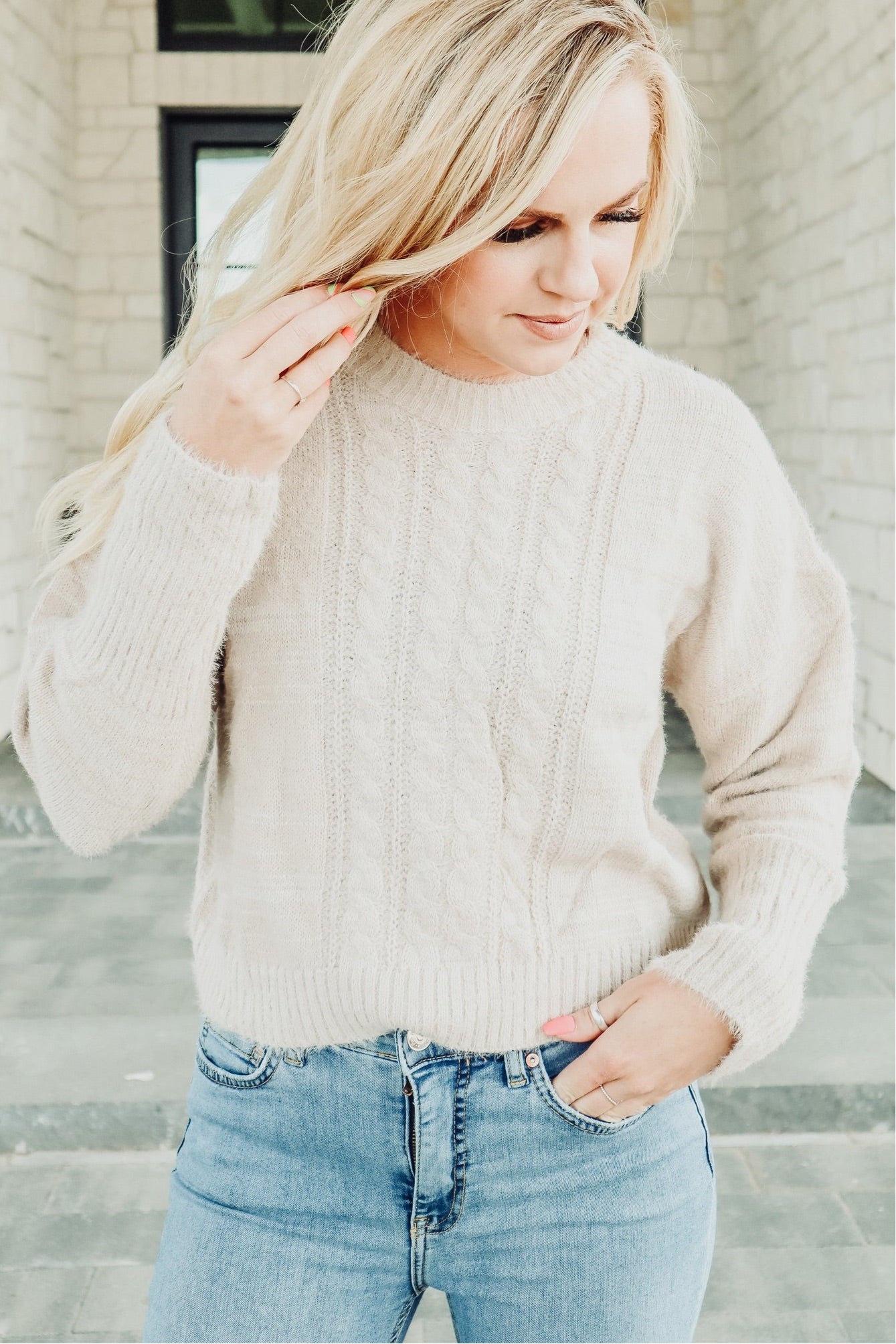 Tan Cable Knit Sweater
