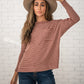Keep it Casual Ribbed Striped Top - Rust + Ivory
